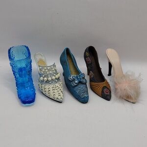 Lot Of 5 Blue and Pink Embellished Women's Miniature Shoes